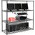 Nexel 4-Shelf Wire Computer LAN Workstation with Keyboard Tray, 60"W x 24"D x 63"H, Black