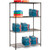 Nexel Black Epoxy, 5 Tier, Wire Shelving Starter Unit, 30"W x 14"D x 63"H