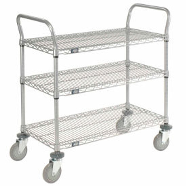Nexel Utility Cart w/3 Shelves & Poly Casters, 1200 lb. Capacity, 36"L x 24"W x 39"H