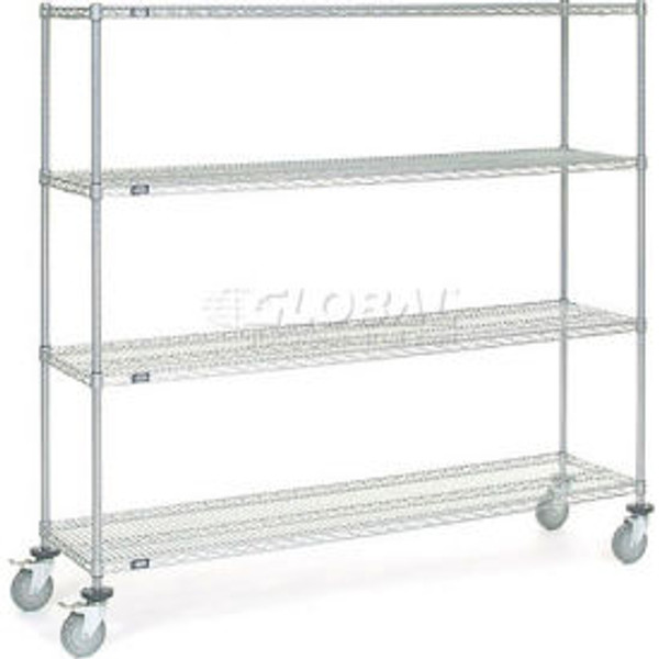 Nexel 4 Shelf Truck, Chrome, 72"W x 18"D x 69"H, Polyurethane Swivel Casters