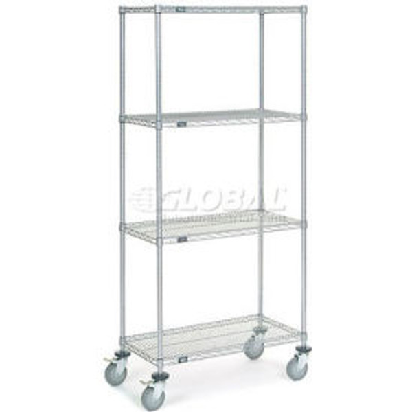 Nexel 4 Shelf Truck, Chrome, 36"W x 18"D x 80"H, Polyurethane Swivel Casters Nexel 4 Shelf Truck, Chrome, 36"W x 18"D x 80"H, Polyurethane Swivel Casters