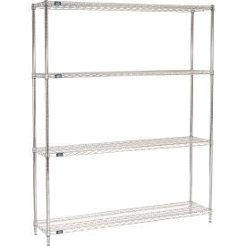 Nexel 4 Shelf, Chrome Wire Shelving Unit, Starter, 72"W x 14"D x 74"H
