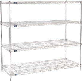 Nexel 4 Shelf, Chrome Wire Shelving Unit, Starter, 72"W x 24"D x 54"H