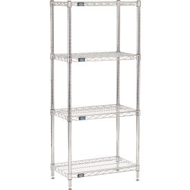 Nexel 4 Shelf, Chrome Wire Shelving Unit, Starter, 24"W x 14"D x 63"H