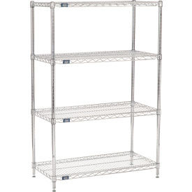 Nexel 4 Shelf, Chrome Wire Shelving Unit, Starter, 42"W x 18"D x 63"H