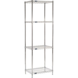 Nexel 4 Shelf, Chrome Wire Shelving Unit, Starter, 24"W x 18"D x 74"H