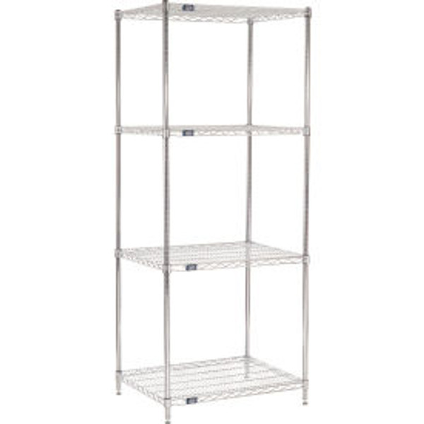 Nexel 4 Shelf, Chrome Wire Shelving Unit, Starter, 30"W x 24"D x 74"H