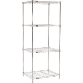 Nexel 4 Shelf, Chrome Wire Shelving Unit, Starter, 30"W x 24"D x 86"H