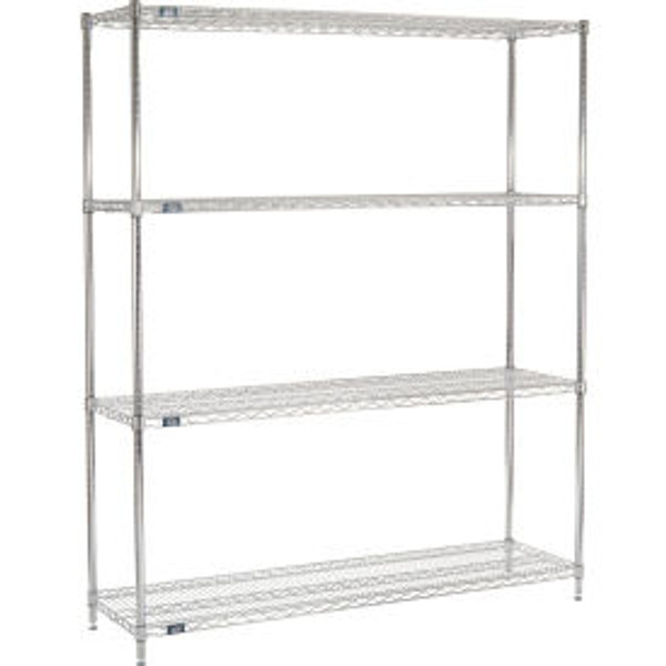 Nexel 4 Shelf, Chrome Wire Shelving Unit, Starter, 72"W x 18"D x 86"H