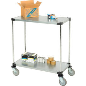 Nexel 2 Shelf Cart, Galvanized, 36"W x 18"D x 39"H, Polyurethane Casters