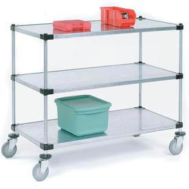 Nexel 3 Shelf Cart, Galvanized, 60"W x 18"D x 39"H, Polyurethane Casters