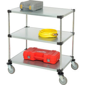 Nexel 3 Shelf Cart, Galvanized, 36"W x 24"D x 39"H, Polyurethane Casters