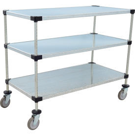 Nexel 3 Shelf Cart, Galvanized, 48"W x 24"D x 39"H, Polyurethane Casters