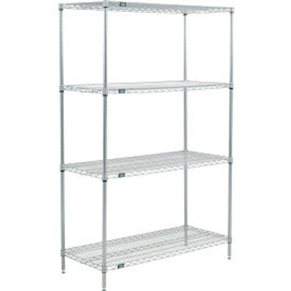 Nexel 4 Shelf, Poly-Z-Brite Wire Shelving Unit, Starter, 30"W x 18"D x 74"H