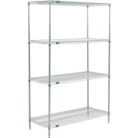 Nexel 4 Shelf, Poly-Z-Brite Wire Shelving Unit, Starter, 48"W x 18"D x 74"H