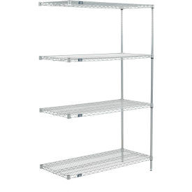 Nexel 4 Shelf, Poly-Z-Brite Wire Shelving Unit, Add On, 24"W x 24"D x 74"H