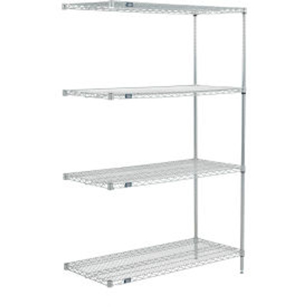 Nexel 4 Shelf, Poly-Z-Brite Wire Shelving Unit, Add On, 54"W x 24"D x 74"H