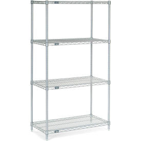 Nexel 4 Shelf, Stainless Steel Wire Shelving Unit, Starter, 36"W x 18"D x 63"H