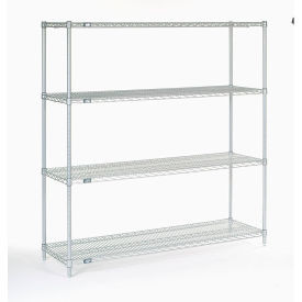 Nexel 4 Shelf, Stainless Steel Wire Shelving Unit, Starter, 60"W x 18"D x 63"H
