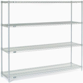Nexel 4 Shelf, Stainless Steel Wire Shelving Unit, Starter, 72"W x 18"D x 63"H