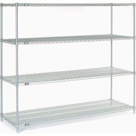 Nexel 4 Shelf, Stainless Steel Wire Shelving Unit, Starter, 72"W x 24"D x 63"H
