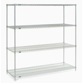 Nexel 4 Shelf, Stainless Steel Wire Shelving Unit, Starter, 54"W x 18"D x 74"H