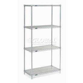 Nexel 4 Shelf, Stainless Steel Wire Shelving Unit, Starter, 36"W x 24"D x 86"H