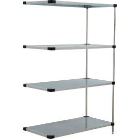 Nexel 4 Shelf, Galvanized Steel Solid Shelving Unit, Add On, 36"W x 18"D x 54"H