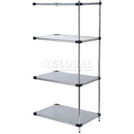 Nexel 4 Shelf, Galvanized Steel Solid Shelving Unit, Add On, 72"W x 24"D x 74"H
