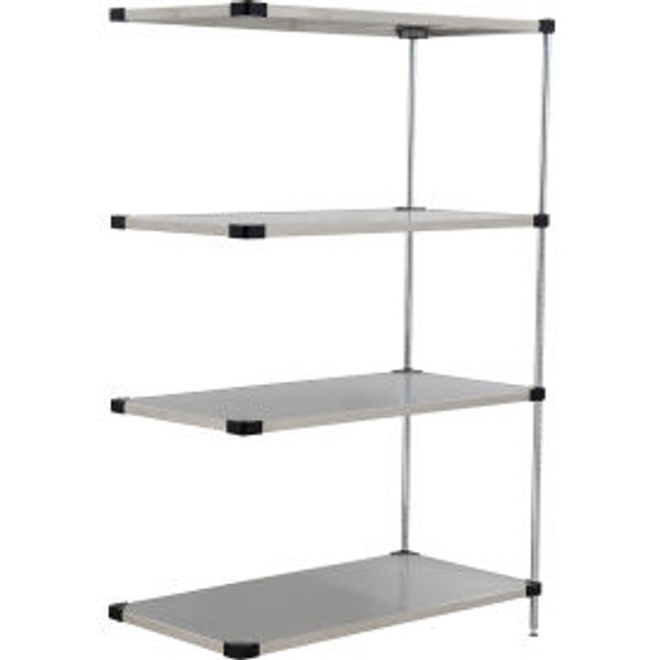 Nexel 4 Shelf, Stainless Steel Solid Shelving Unit, Add On, 48"W x 24"D x 86"H