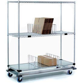 Nexel Open Sided Wire Exchange Truck w/3 Shelves, 1000 lb. Capacity, 48"L x 18"W x 69"H