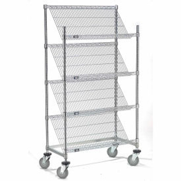 Nexel Slant Wire Shelving Truck w/4 Shelves, 48"L x 24"W x 69"H
