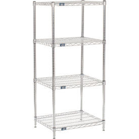 Nexel 4 Shelf, Chrome Wire Shelving Unit, Starter, 30"W x 21"D x 63"H