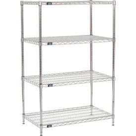 Nexel 4 Shelf, Chrome Wire Shelving Unit, Starter, 42"W x 21"D x 63"H