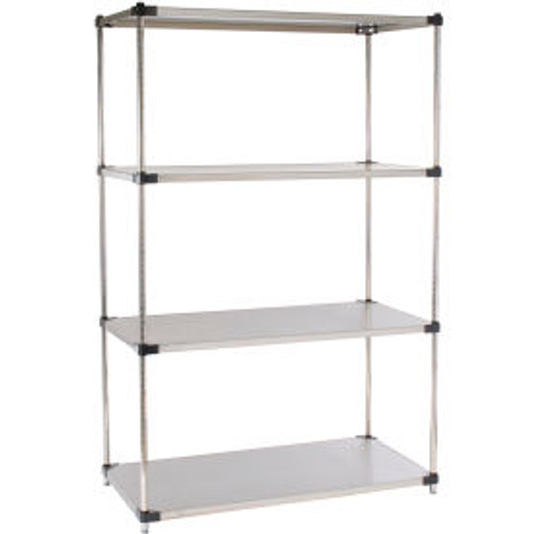 Nexel 4 Shelf, Stainless Steel Solid Shelving Unit, Starter, 48"W x 18"D x 86"H