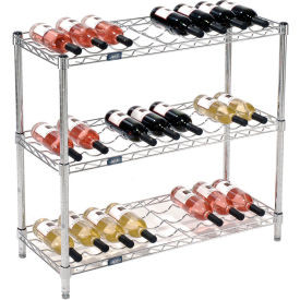 Nexel Wine Bottle Rack - 27 Bottle 36"W x 14"D x 34"H, Chrome