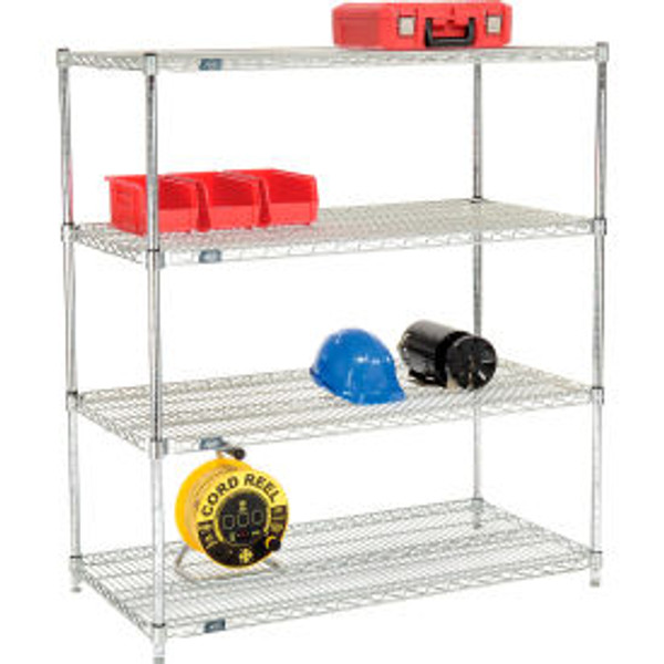 Nexel 4 Shelf, Poly-Z-Brite Quick Adjust Wire Shelving Unit, Starter, 48"W x 24"D x 54"H