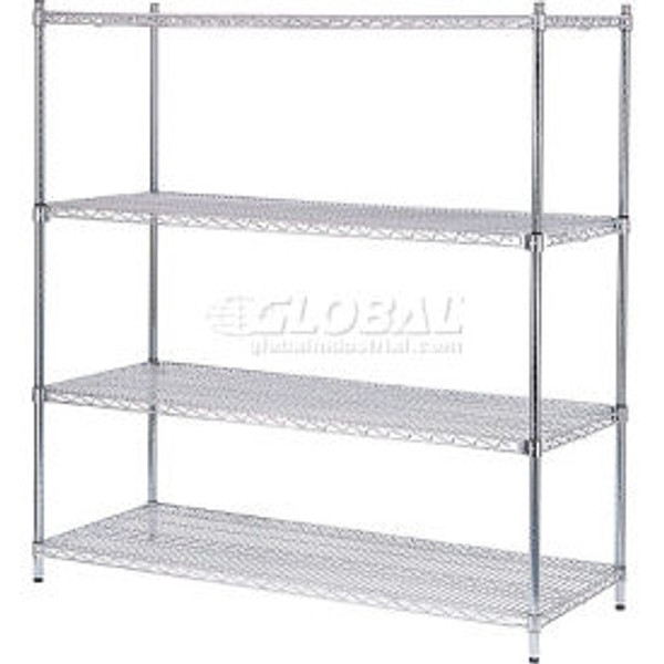 Nexel 4 Shelf, Poly-Z-Brite Quick Adjust Wire Shelving Unit, Starter, 60"W x 18"D x 63"H