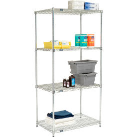 Nexel 4 Shelf, Poly-Z-Brite Quick Adjust Wire Shelving Unit, Starter, 36"W x 24"D x 74"H