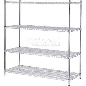 Nexel 4 Shelf, Poly-Z-Brite Quick Adjust Wire Shelving Unit, Starter, 72"W x 24"D x 74"H