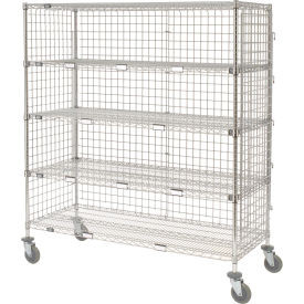 Nexel Enclosed Wire Exchange Truck w/5 Shelves, 1200 lb. Capacity, 36"L x 18"W x 69"H