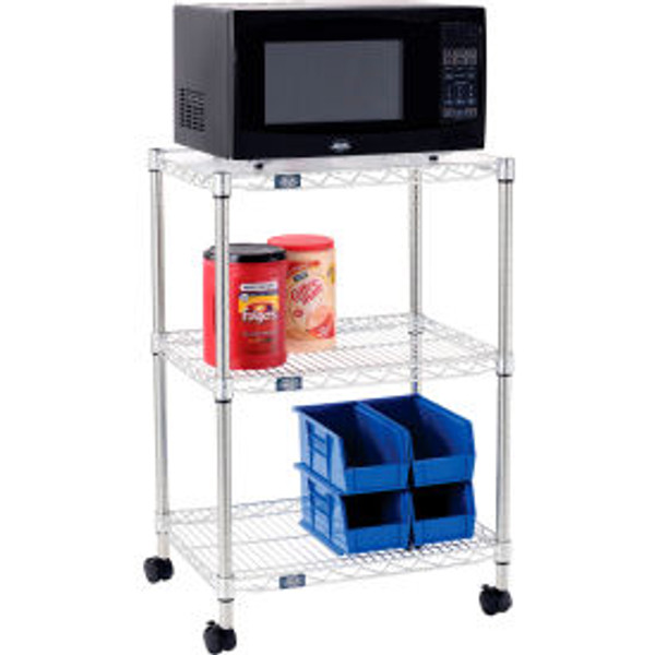 Nexel Poly-Z-Brite 3 Tier, Single Station Wire Microwave Cart, 24"L x 18"W x 36"H