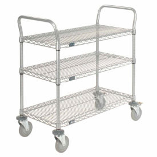 Nexel Utility Cart w/3 Shelves & Poly Brake Casters, 1200 lb. Cap, 48"L x 24"W x 39"H
