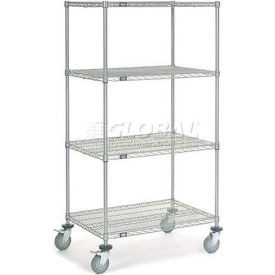 Nexel 4 Shelf Truck, Chrome, 36"W x 24"D x 69"H, Polyurethane Swivel Casters, 2 Brakes