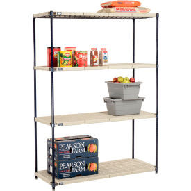 Nexel Nexelite 4 Shelf, Vented Plastic Mat Shelving Unit, Starter, 54"W x 18"D x 74"H