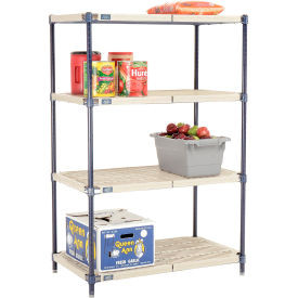 Nexel Nexelite 4 Shelf, Vented Plastic Mat Shelving Unit, Starter, 36"W x 21"D x 54"H