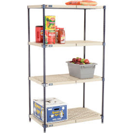Nexel Nexelite 4 Shelf, Vented Plastic Mat Shelving Unit, Starter, 36"W x 21"D x 63"H