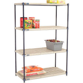 Nexel Nexelite 4 Shelf, Vented Plastic Mat Shelving Unit, Starter, 42"W x 21"D x 63"H