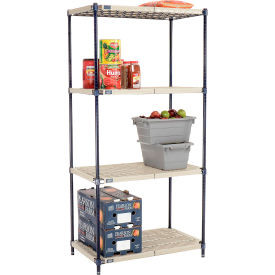 Nexel Nexelite 4 Shelf, Vented Plastic Mat Shelving Unit, Starter, 36"W x 21"D x 74"H