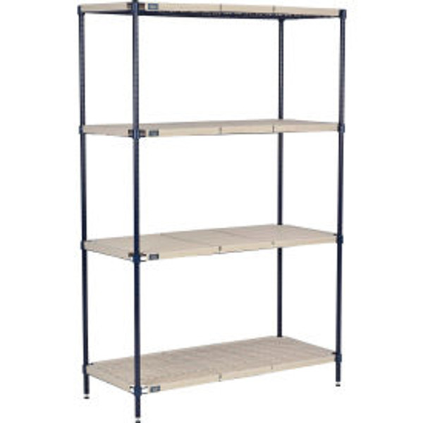 Nexel Nexelite 4 Shelf, Vented Plastic Mat Shelving Unit, Starter, 48"W x 18"D x 63"H Nexel Nexelite 4 Shelf, Vented Plastic Mat Shelving Unit, Starter, 48"W x 18"D x 63"H